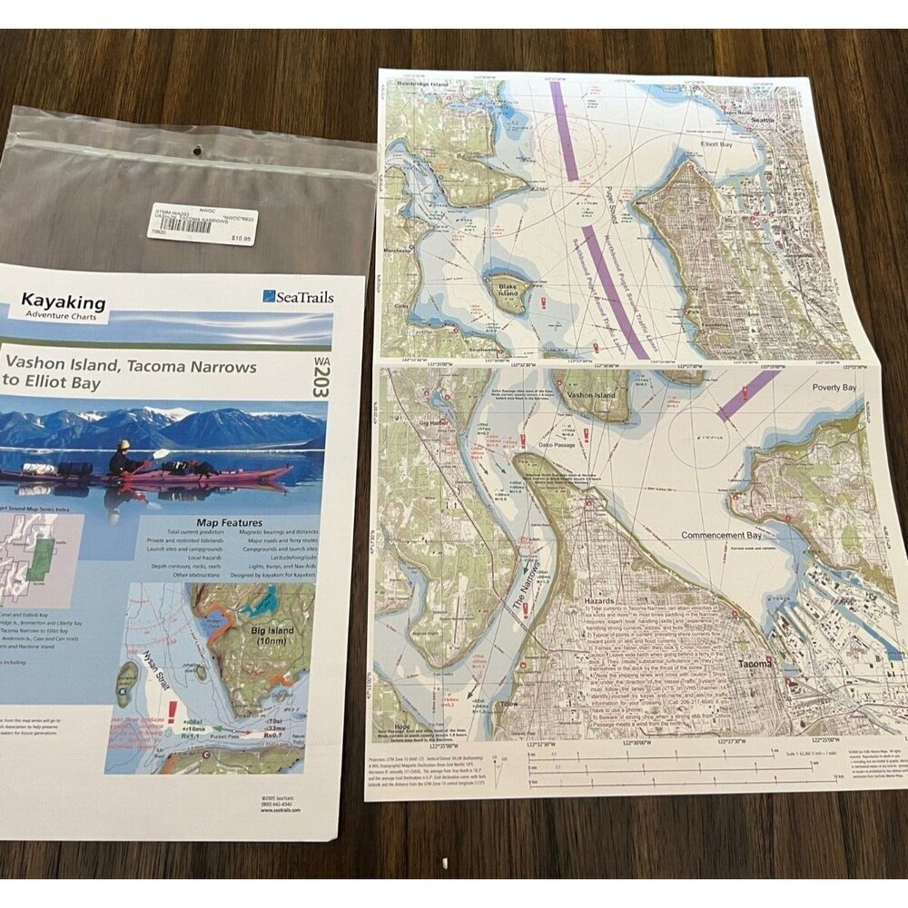 Vashon Island Map 2006 waterproof Tacoma Narrows SeaTrails kayak water
